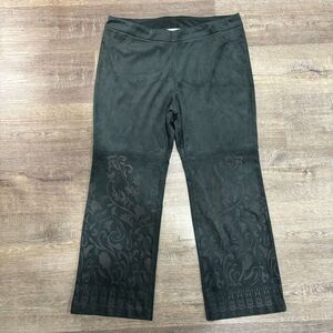 Soft surroundings Suede pants floral pattern hem flares stretchy gray pants size